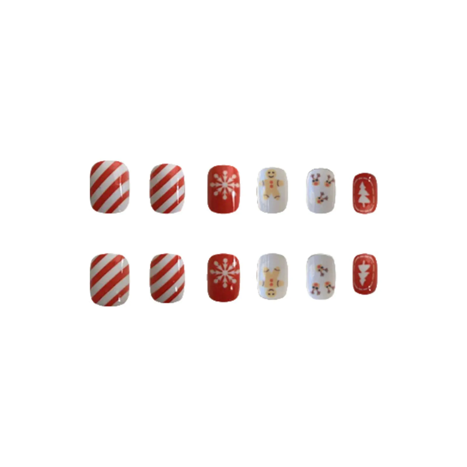 Рождественские красно-белые накладные ногти с принтом в виде снежинок, Очаровательные, удобные в носке, Маникюрные ногти для покупок, путешествий, свиданий