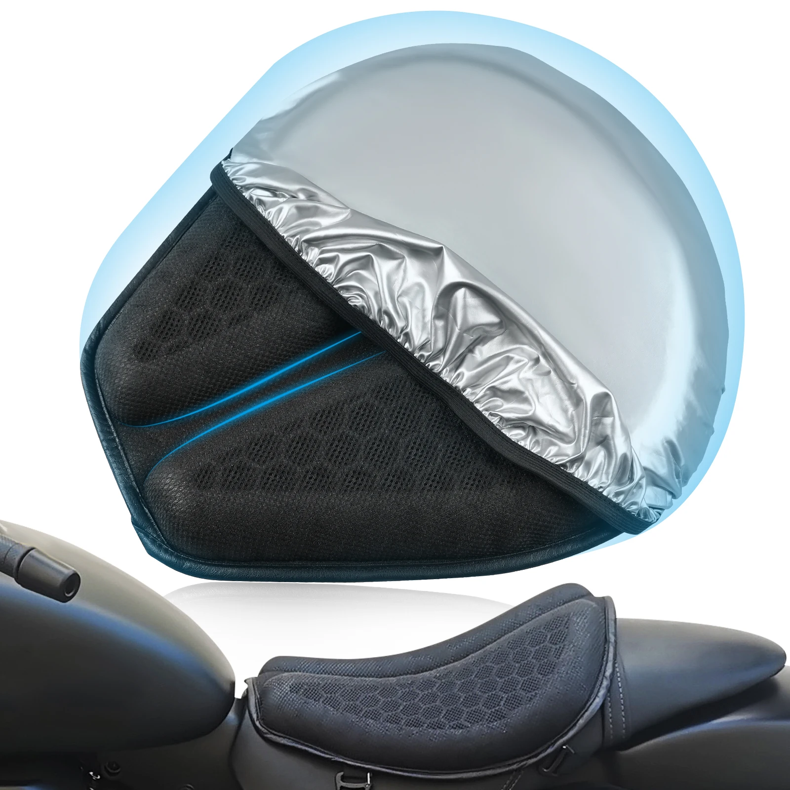Подушка для сиденья мотоцикла, УФ-покрытие, Противоскользящая мотоциклетная надувная 3D-надувная подушка для снятия давления, Аксессуары для сидений для езды