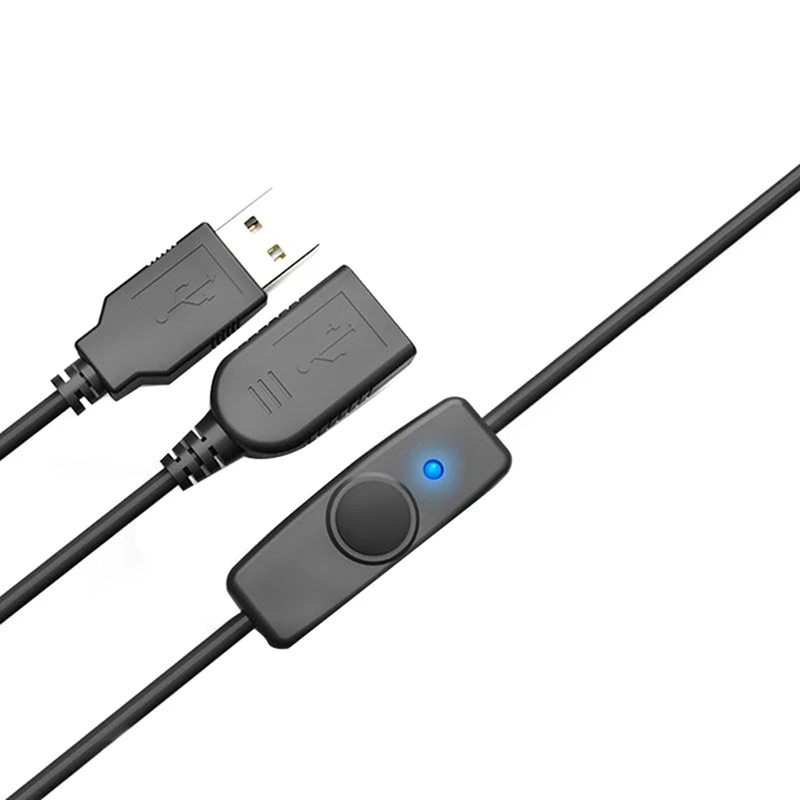 2X Удлинитель USB 2.0 для синхронизации данных, удлинитель USB с переключателем включения выключения, светодиодный индикатор для ПК, ноутбука, USB-вентилятора, светодиодной лампы.