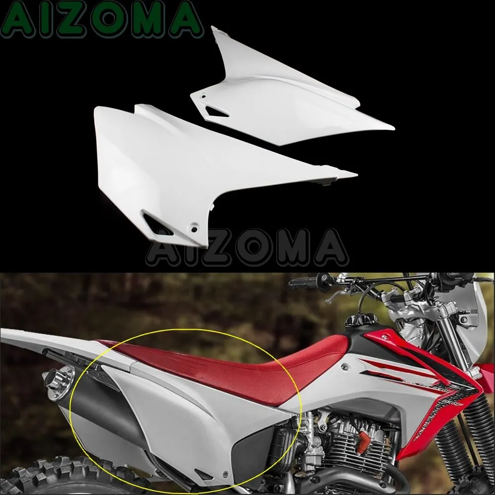 2x Dirt Bike Motocross Задняя Боковая Крышка Обтекателя Белый Протектор Выхлопной Трубы Для Honda CRF150F CRF230F CRF 150F 230F 2015-2019