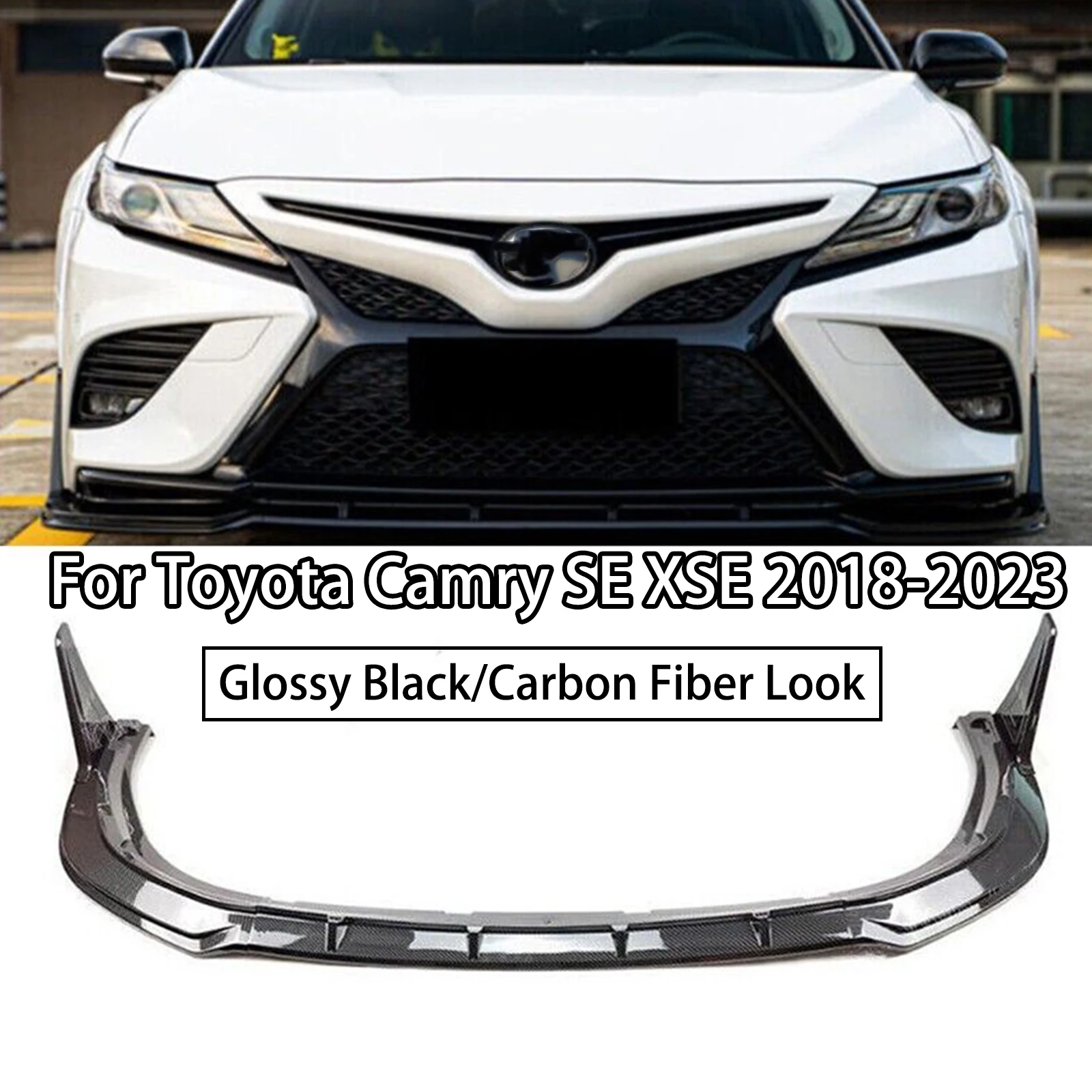 Для Toyota Camry SE XSE 2018-2023 Диффузор Для Губ Переднего Бампера, Спойлер, Сплиттер, Обвес в стиле YOFER, Глянцевый Черный Вид Из Углеродного Волокна