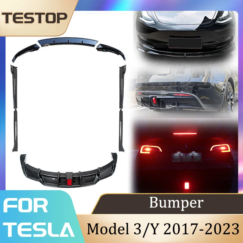 Губа Бампера Tesla Передний Задний Бампер Для Tesla Модель Y 2021-2023 Аксессуары Модель 3 2017-2023 Диффузор Для Подбородка Обвес Спойлер