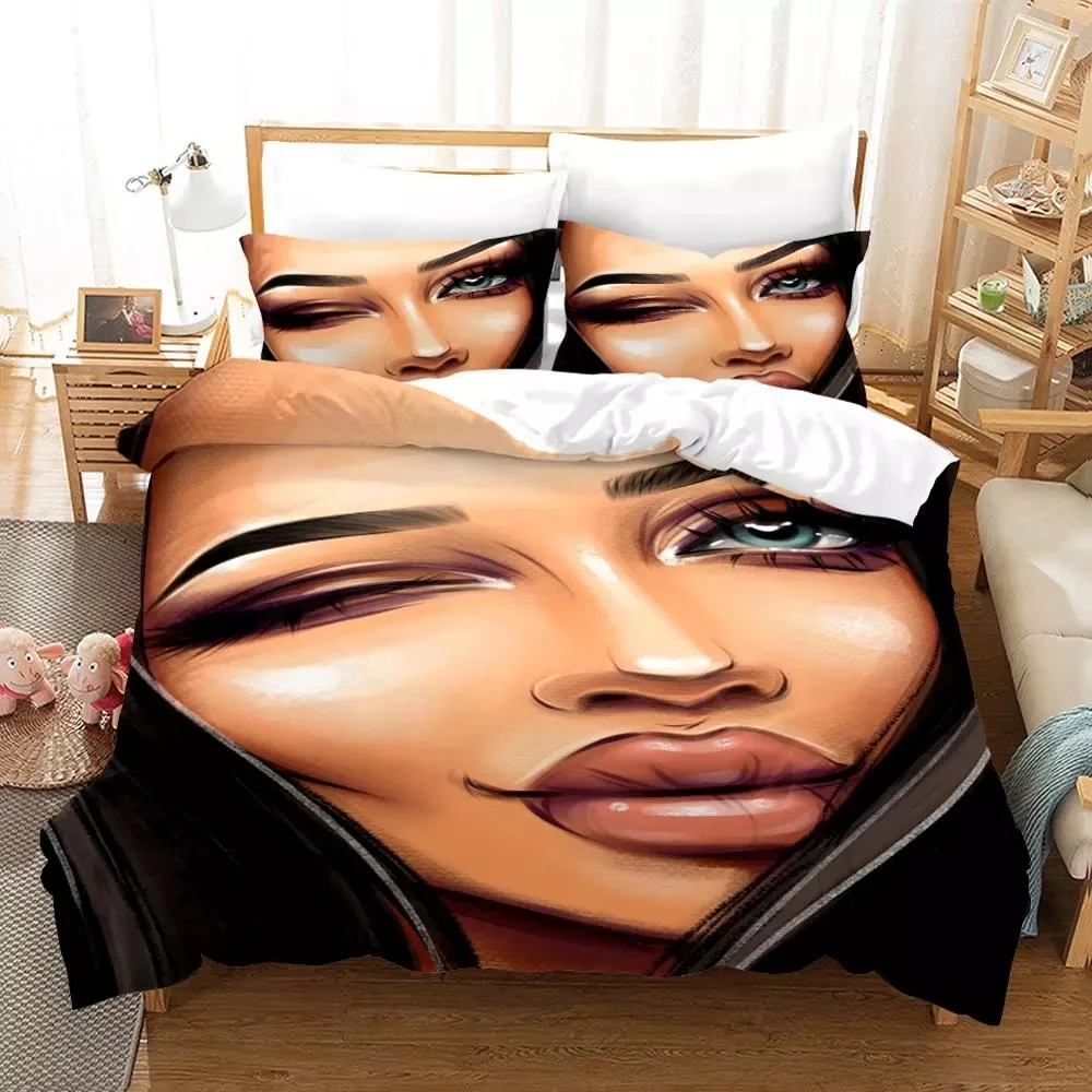 3D Африканский модный Сексуальный женский Комплект постельного белья, современная красивая девушка, Пододеяльник, комплект одеял, Комплект постельного белья для взрослых королевского размера