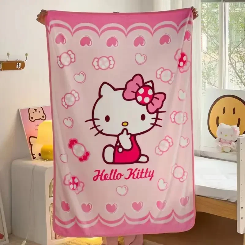 Каваи Санрио Аниме Hello Kitty Милое Мультяшное Одеяло Высокого Уровня Внешнего Вида Одеяло для Сиесты Милые Вещи для Девочек