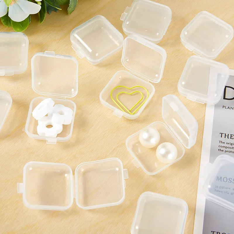 10шт Мини-пластиковая коробка для хранения Прозрачный Футляр для хранения ювелирных изделий Серьги Кольца Отделочные Коробки Контейнер для хранения мелких предметов
