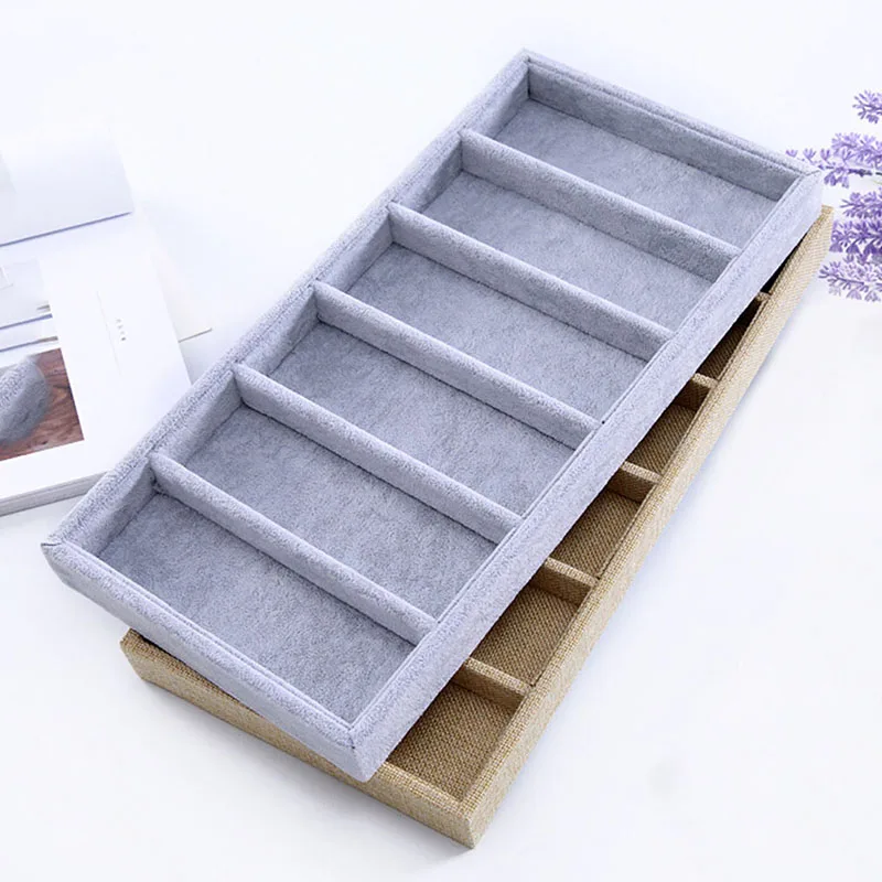 Коробка для показа солнцезащитных очков Velvet 6Grids, реквизит для упаковки ювелирных изделий, лоток для органайзера ювелирных изделий, модные чехлы для упаковки