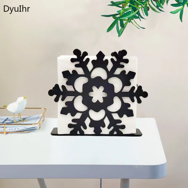 DyuIhr Creative Metal Crafts Держатель для бумажных полотенец Украшение для дома Полая конструкция Сиденье для бумажных полотенец в виде снежинки Коробка для салфеток для гостиной