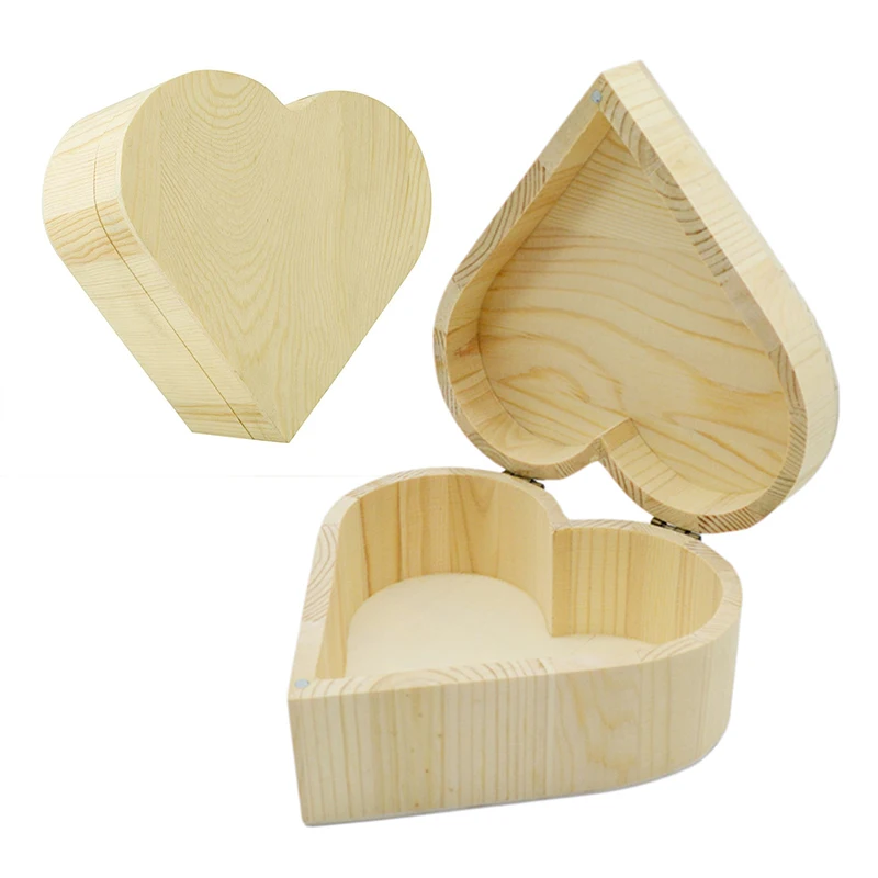 Ящик для хранения деревянных украшений в форме сердца Кольцо Браслет Организационная Упаковка Серьги Подарочная коробка Органайзер для косметики