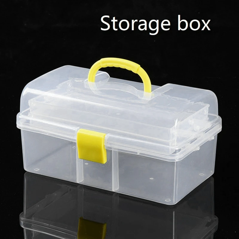Портативный Сортировочный ящик Складной Ящик для хранения Расходных материалов Многофункциональный Прозрачный Желтый Ящик для хранения с пряжкой