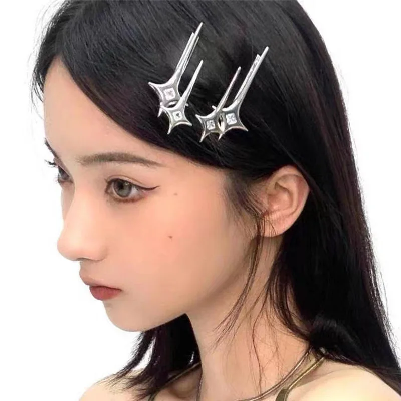 Милые крутые заколки с перекрестием в виде звезд, аксессуары для волос для женщин, модные корейские заколки для волос Y2k, изысканные ювелирные изделия