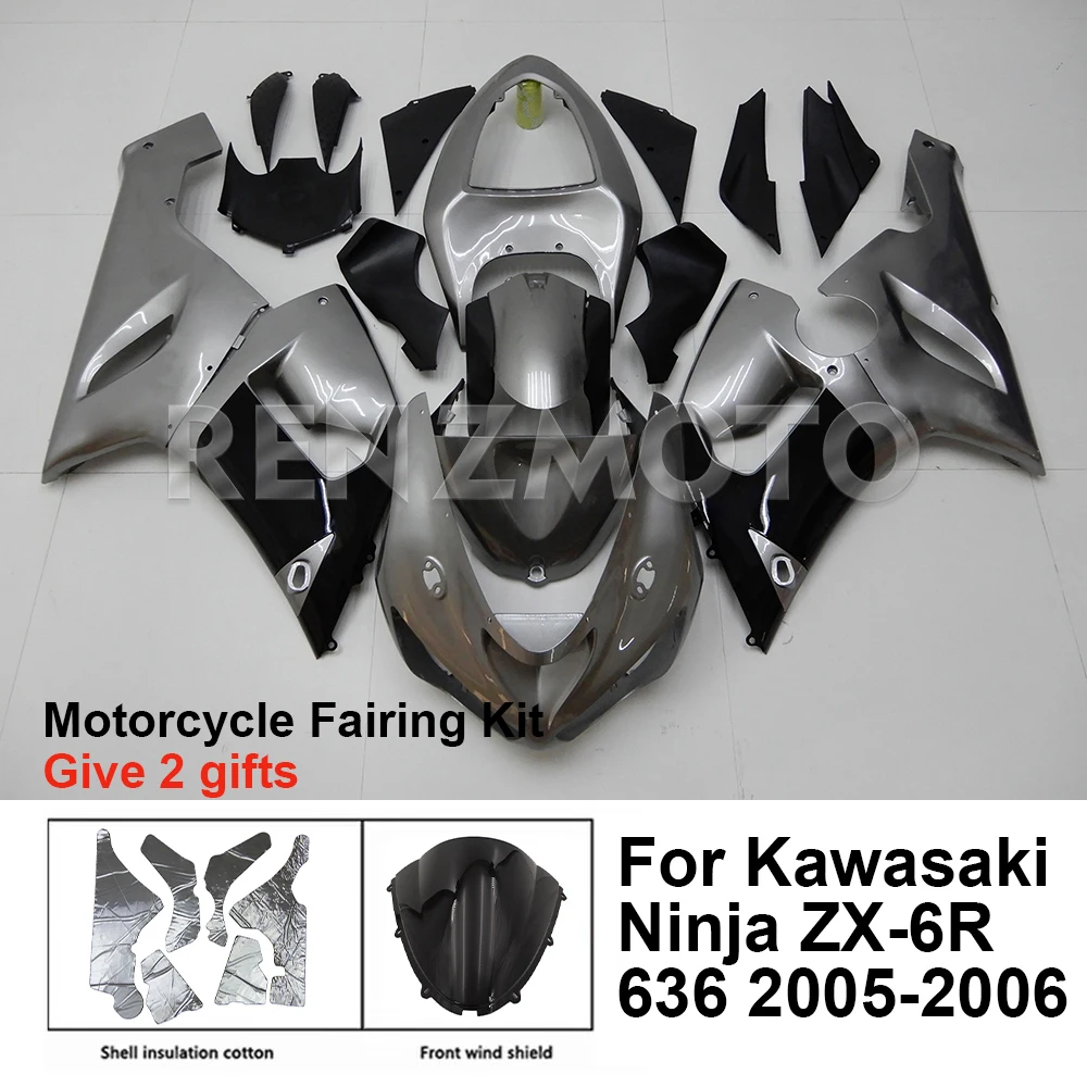 Для Kawasaki Ninja ZX-6R 636 2005-06 Обтекатель Мотоцикла Комплект Обвеса Украшения Пластиковая Защитная Пластина Аксессуары Оболочка K0605-107a