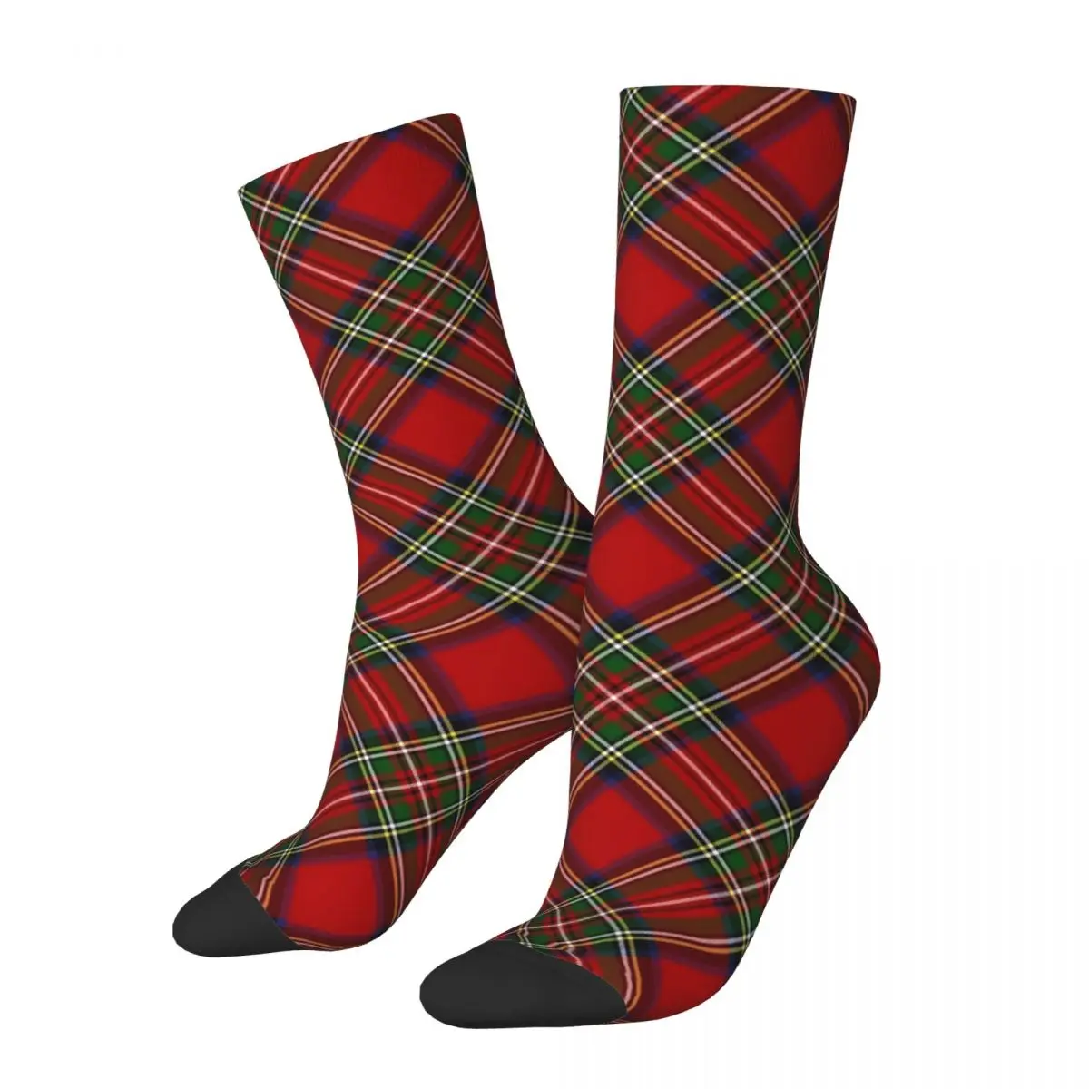 Носки в клетку Royal Stewart из шотландки с перекрестными вставками, чулки Harajuku, впитывающие пот, Всесезонные носки, аксессуары для подарков унисекс