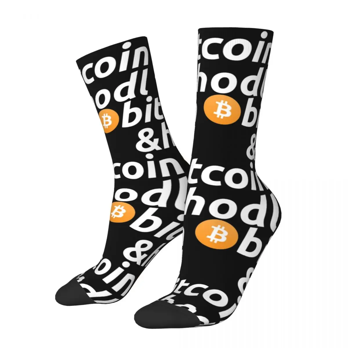 Модный тематический дизайн Bitcoin And Hold Спортивные носки Весна Осень Зима Забавный логотип Хлопковые длинные носки Дышащие