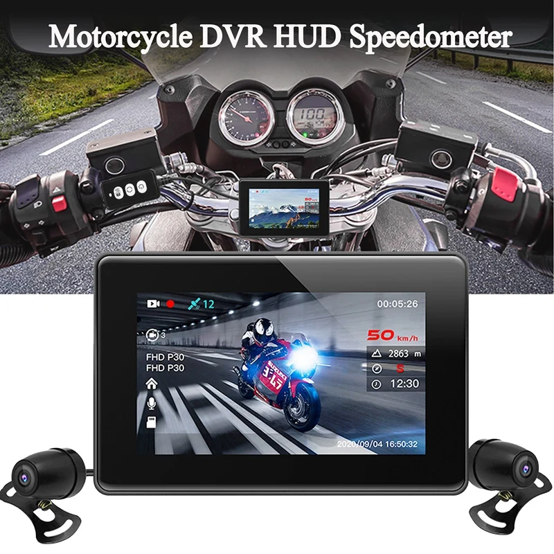 Видеорегистратор для мотоциклов HUD, C20M, водонепроницаемый контактный экран, видеокамера, видеорегистратор, GPS-метр, цифровой спидометр, компас, часы