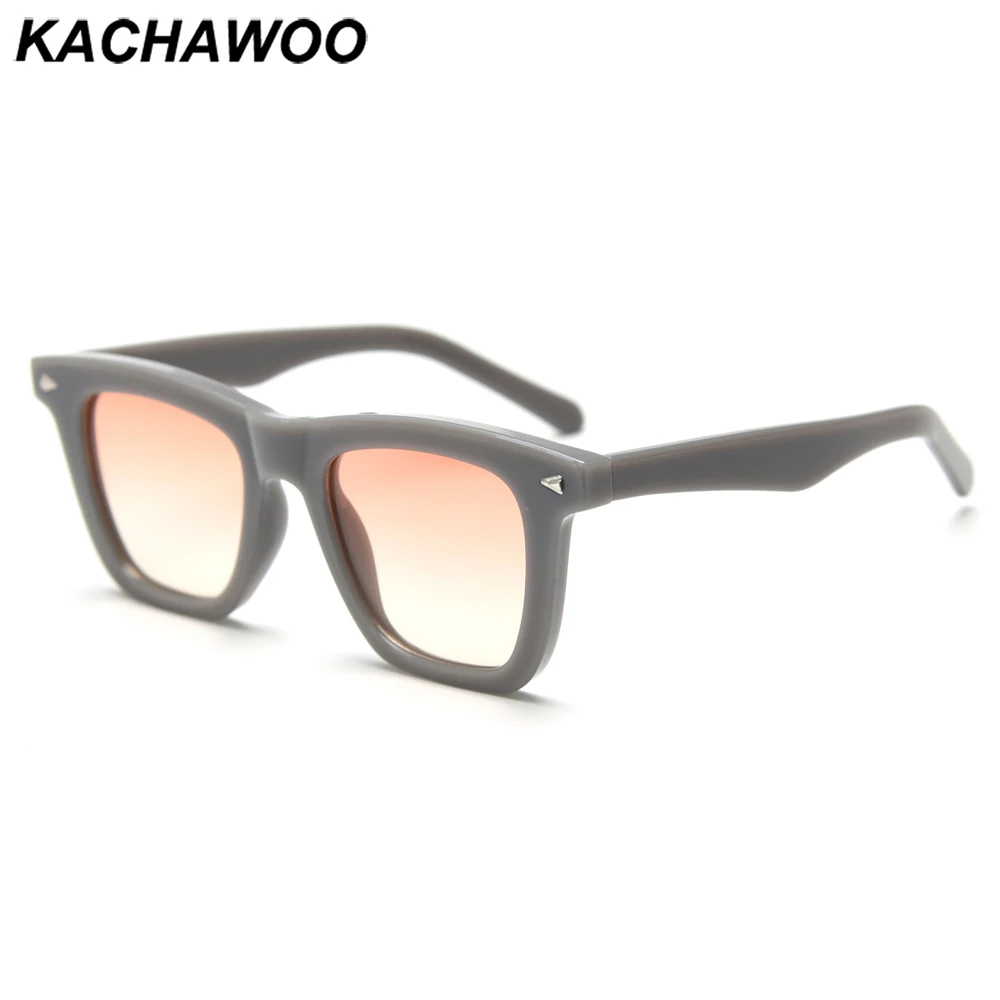 Солнцезащитные очки Kachawoo в большой оправе, поляризованные ацетатные очки в оправе tr90, модные квадратные солнцезащитные очки для мужчин и женщин, тренд, высокое качество, серый, оранжевый
