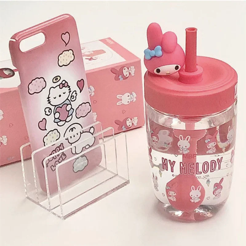 500 мл Kawaii Sanrio Water Cup Cute My Melody Cinnamoroll Мультяшная портативная соломенная чашка для перемешивания молока, игрушка в подарок для девочек