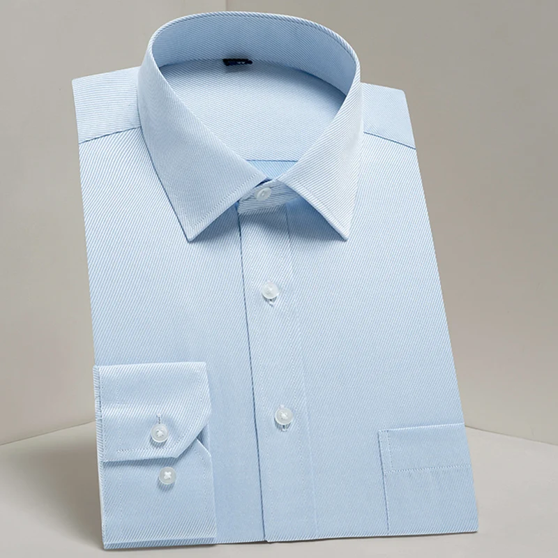 Рубашка Оверсайз S ~ 8xl, мужские саржевые рубашки с длинным рукавом, офисные деловые мужские рубашки для общения с нагрудным карманом обычного покроя