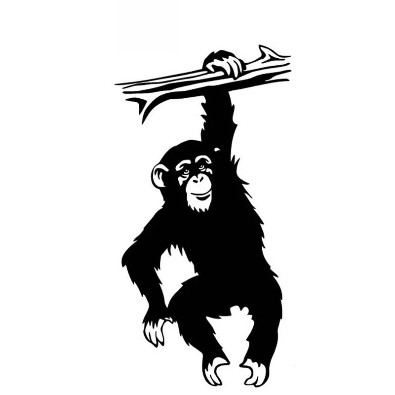 Креативная обезьяна, висящая на ветке дерева, Наклейка на автомобиль, ПВХ Аксессуары для кузова, украшение для ноутбука, Изысканная наклейка на авто