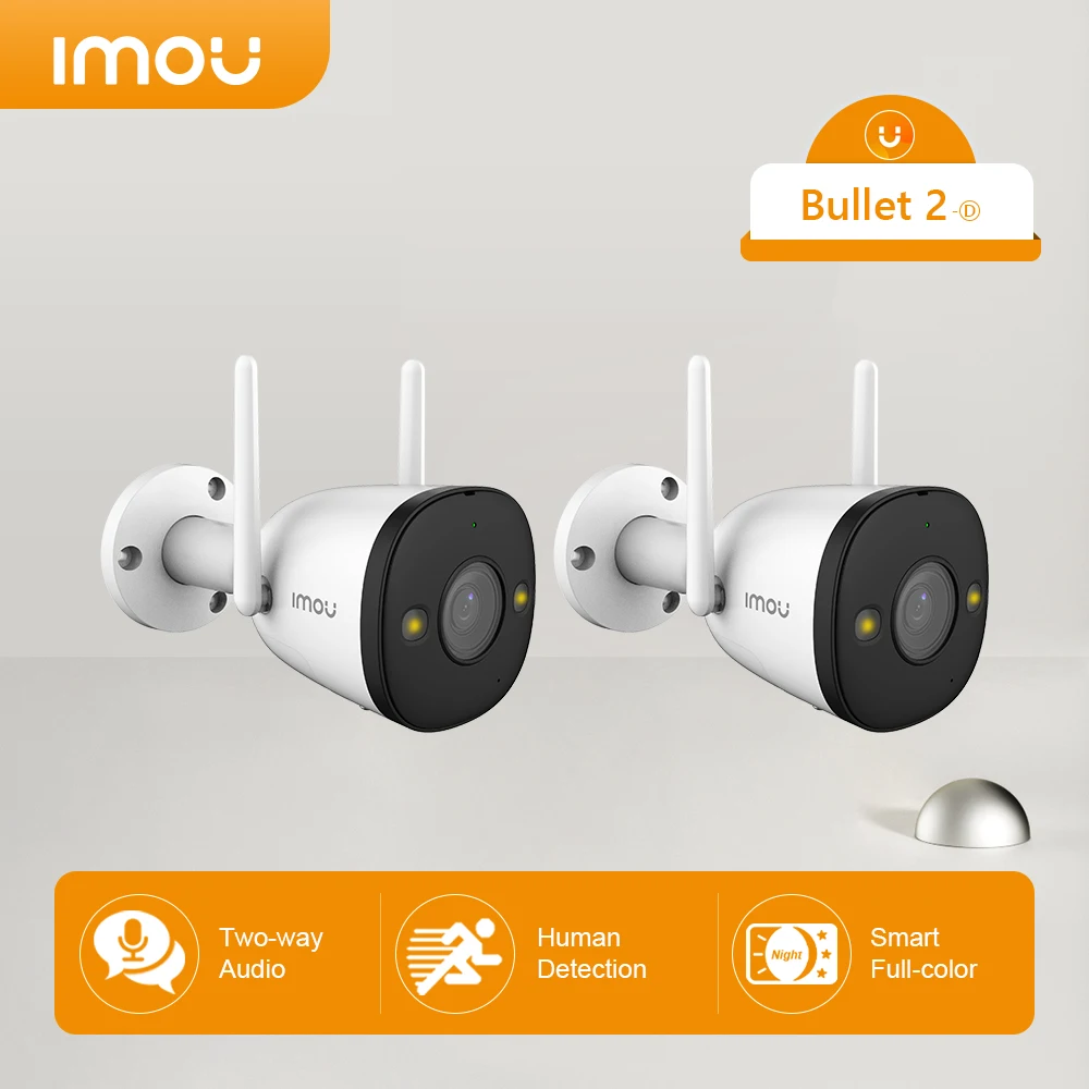 Imou 2шт Bullet 2 Новая IP-Камера 2023 года Для наружного Полноцветного Двустороннего Разговора С Поддержкой Wi-Fi Обнаружения Человека Для Защиты домашней безопасности