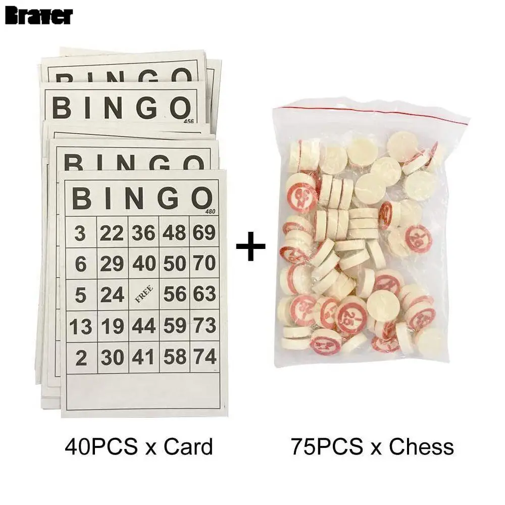 40 карточек для бинго + 75 шахматных фигур не повторяются карточки для бинго Карточки для БИНГО цифровые детские развлекательные игры