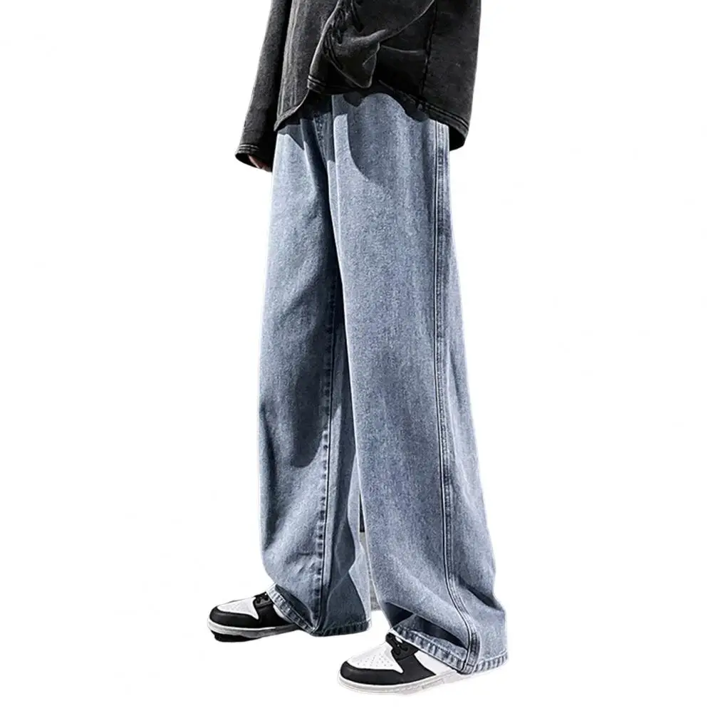 Стильные летние джинсы прямого кроя, мужские брюки Colorfast с глубоким вырезом в промежности