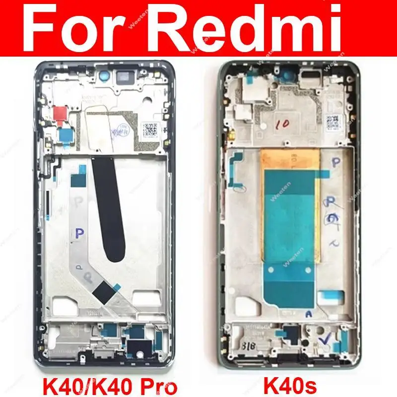 Средняя рамка корпуса для Xiaomi Redmi K40 K40 Pro K40S, держатель ЖК-рамки, задняя крышка батарейного отсека, детали дверной панели