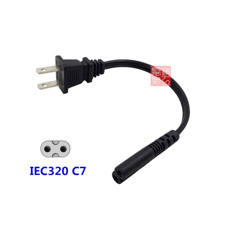 NEMA 1-15P 2pin штекер к IEC 320 C7 IEC320 короткий кабель питания переменного тока шнур 20 см Для адаптера переменного тока Ноутбук