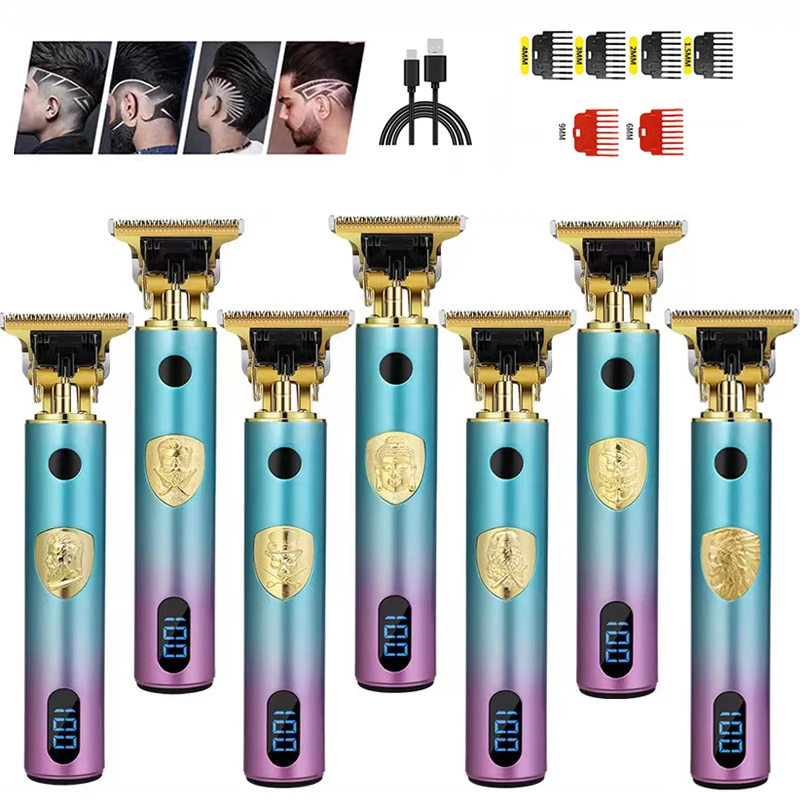 USB T9 Машинка для стрижки волос Профессиональная электрическая машинка для стрижки волос Парикмахерская Бритва Триммер для бороды 0 мм Мужская машинка для стрижки волос для мужчин Беспроводная