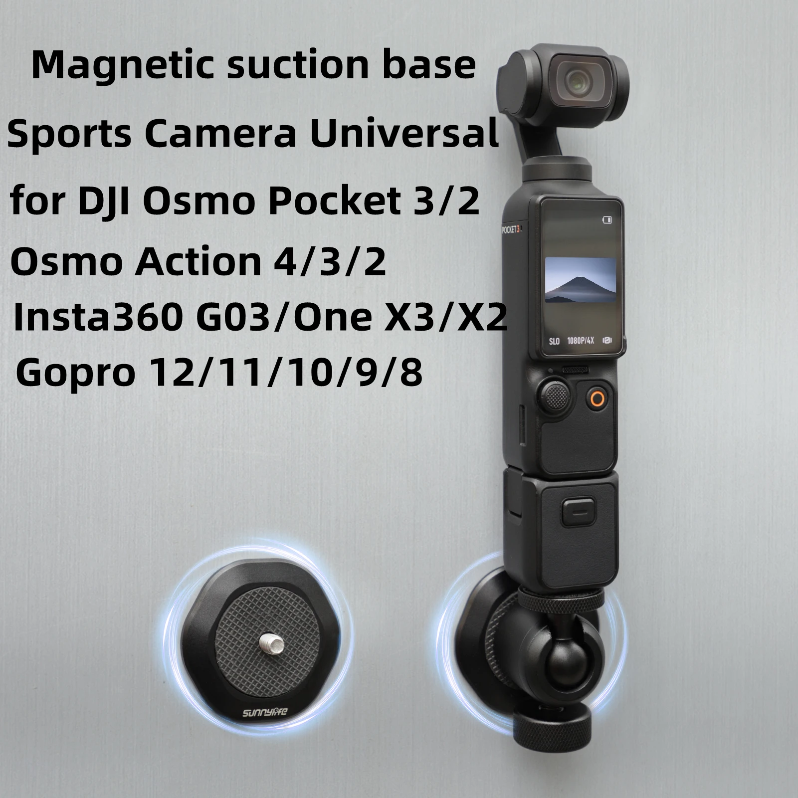 Металлический Магнитный Расширительный Аксессуар Для DJI Pocket 3/Insta360 GO3/X3/X2 Магнитное Основание с Отверстием для Винта 1/4 Универсальный Базовый Кронштейн