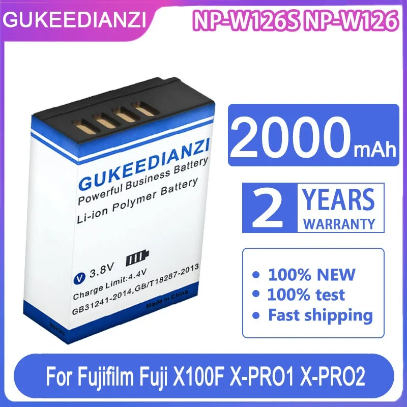Сменный аккумулятор GUKEEDIANZI NP-W126S NP-W126 2000 мАч для Fujifilm Fuji X100F X-PRO1 X-PRO2 X-A1 X-A2 X-A3 X-A10 X-E1 X-E2