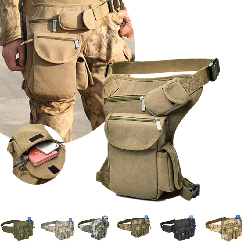 Мужская холщовая сумка для ног, поясная сумка, поясная сумка на бедрах, военные дорожные многоцелевые мотоциклетные сумки-мессенджеры через плечо