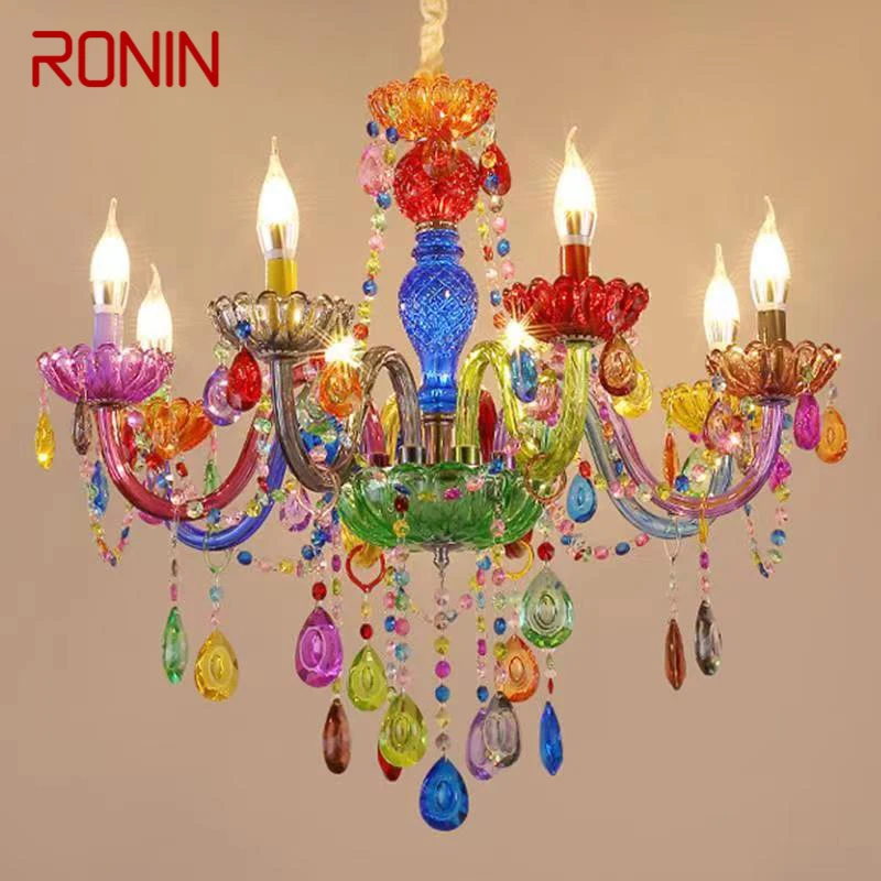 Подвесной светильник RONIN с цветным хрусталем, арт-светильник для комнаты девочек, Детская комната, гостиная, ресторан, люстра для спальни