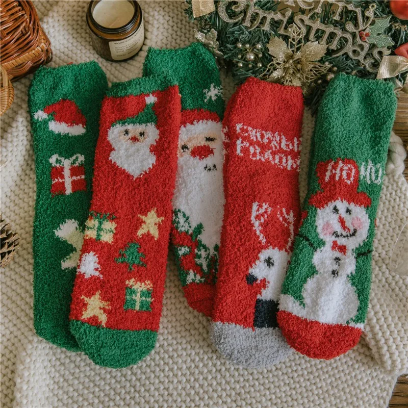 Коралловые Бархатные Рождественские носки Зимние Плюшевые утолщенные Теплые Лунные носки в пол для мужчин и женщин, Носки для сна для пар в подарок