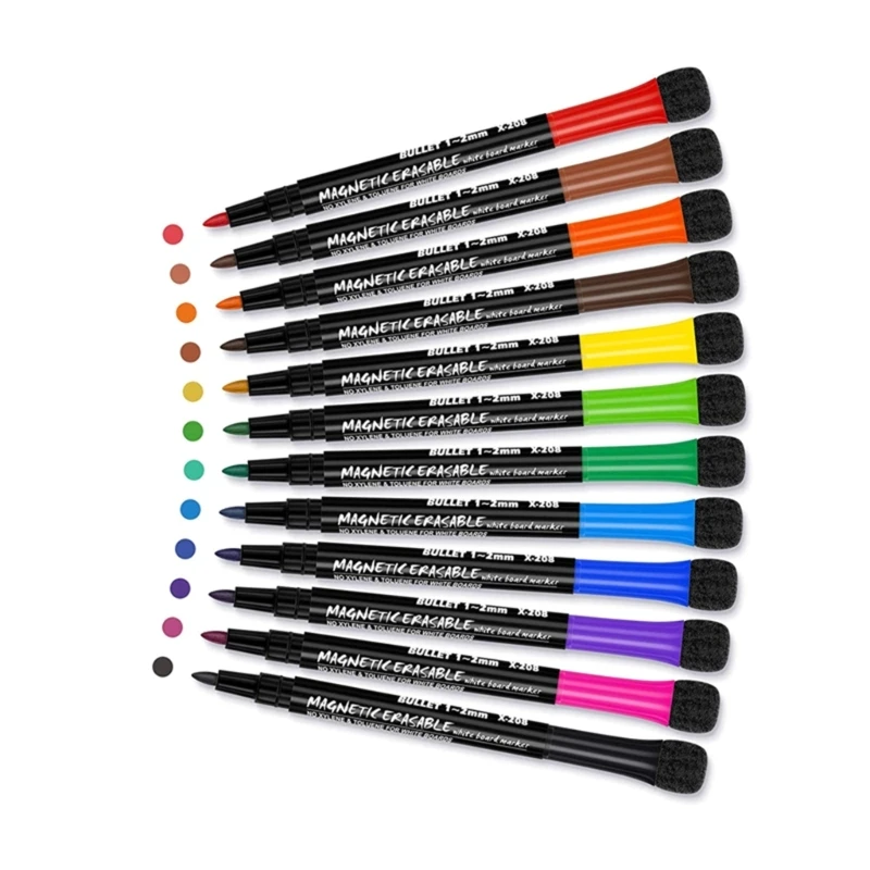Магнитные маркеры для десантных кораблей, ручки 12 разных цветов, ручки для сухой доски с ластиком