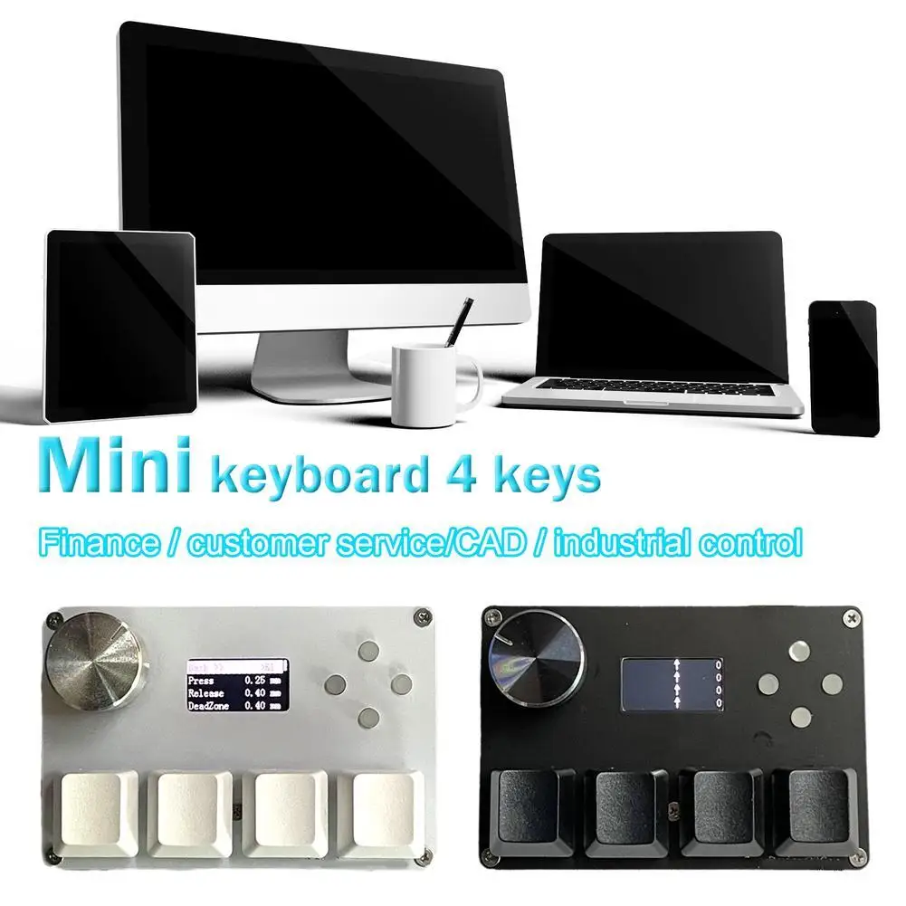 Мини-клавиатура с 4 клавишами, запускающая магнитную ось O3C, Механическая клавиатура на заказ с 0,96-дюймовым цветным экраном IPS, игровая клавиатура с ручкой