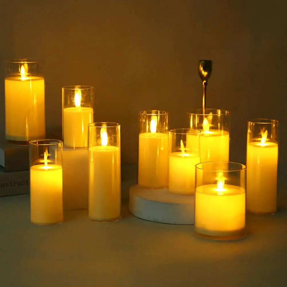 Имитация электронного свечения свечи, качающийся фитиль, Встроенные батарейки, Стеклянная чашка, светодиодная свеча, декор ко Дню Святого Валентина