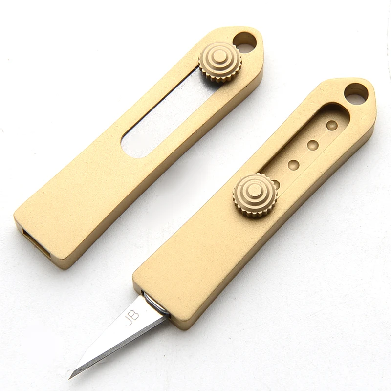 Маленький латунный мини-нож, портативный карманный нож, винтажный брелок-подвеска, набор для выживания с резаком для распаковки, подарок для мужчин