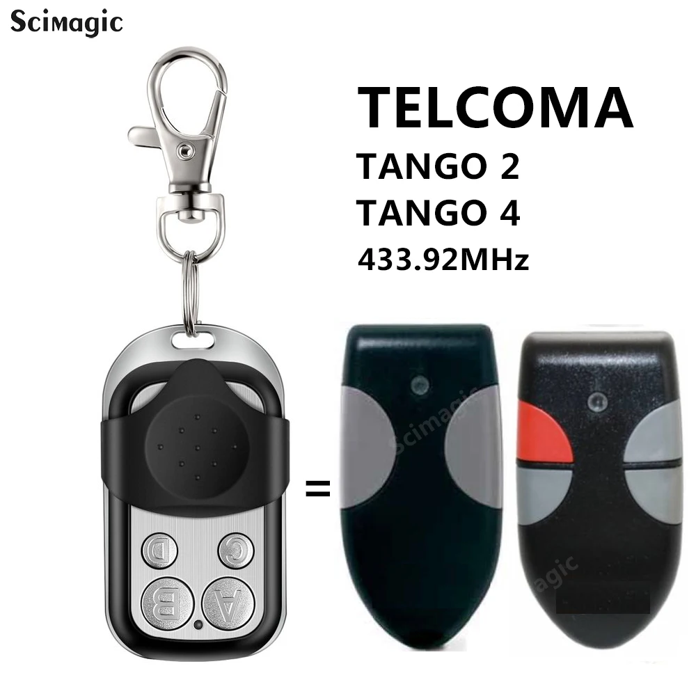 433,92 МГц Гаражный пульт дистанционного управления для TELCOMA TANGO2 TANGO4 Дверной командный передатчик Брелок с фиксированным кодом