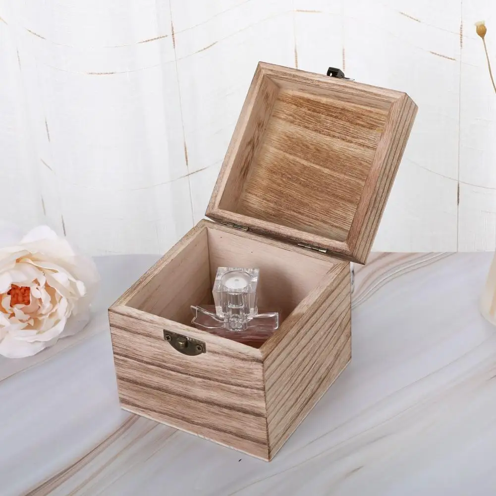 Прочная шкатулка для ювелирных изделий Изысканный однотонный контейнер для хранения, деревянный ящик квадратной формы для хранения