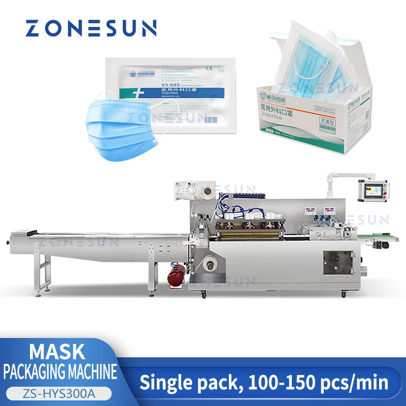Производственная Линия ZS-HYS300A ZS-HYS300A для упаковки в пакеты Медицинской Хирургической Маски ZONESUN с 4-сторонним уплотнением Одноразовой Упаковки В Пластиковую Бумажную Пленку