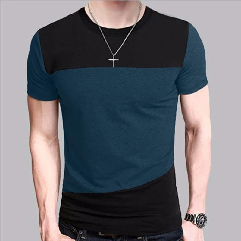 B1858 Мужская футболка Slim Fit С круглым вырезом, Мужская Рубашка с коротким рукавом, Повседневная футболка, Топы, Короткая рубашка, Размер M-5XL