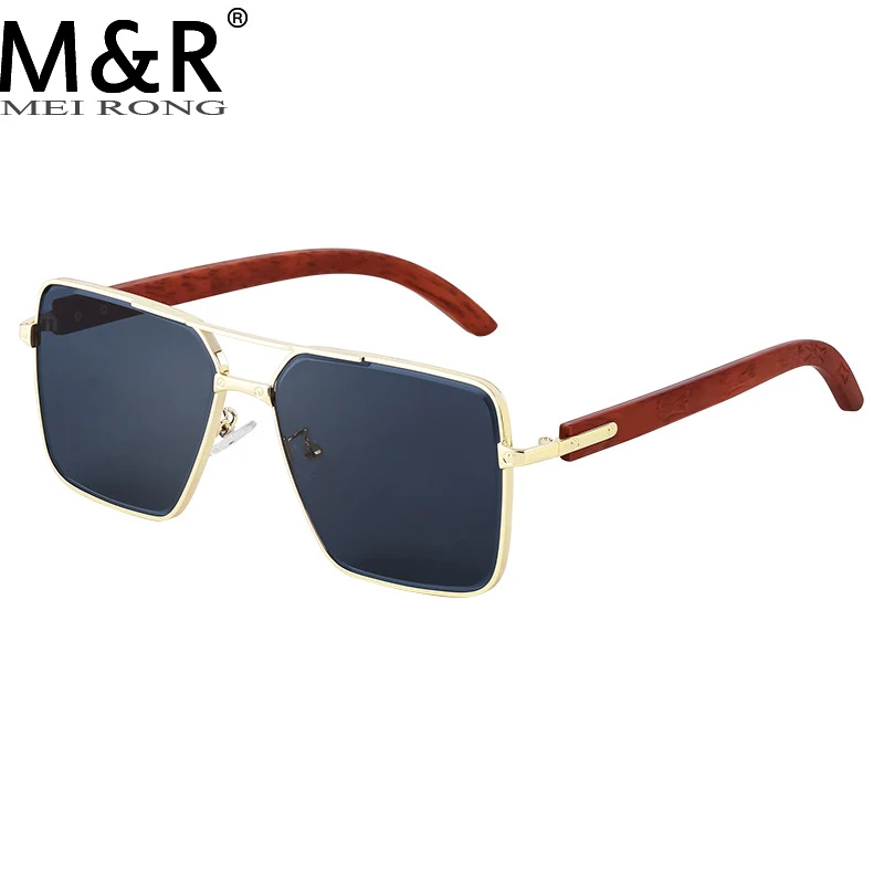 Стильные минималистичные женские квадратные солнцезащитные очки в оправе из металла с имитацией дерева, летние мужские очки для вождения UV400