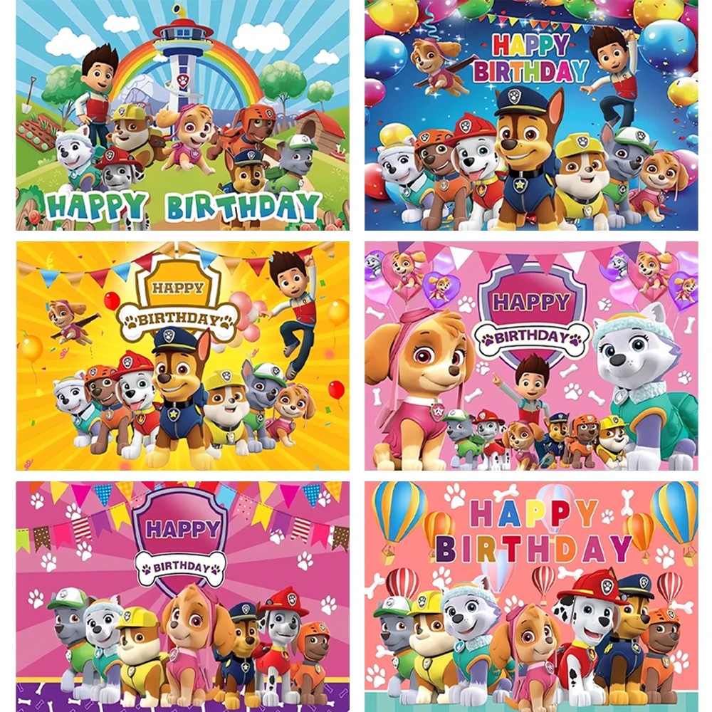Новое украшение для вечеринки по случаю Дня Рождения Paw Patrol Виниловый Фон с героями мультфильмов и аниме Для фотосъемки вечеринки по Случаю Дня рождения для мальчиков и девочек