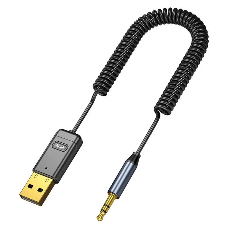 Адаптер BT Aux, беспроводной адаптер Aux, USB-разъем со встроенным микрофоном, громкая связь, совместимость с автомобильными динамиками и домашним аудио.